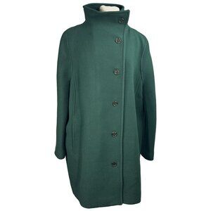 J. Crew Italian Stadium Cloth By Nello Gori, Green Wool Coat Size 16